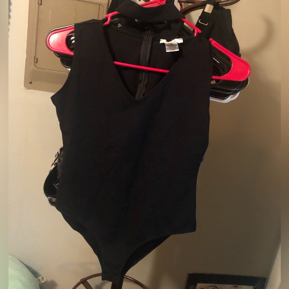 Black bodysuit with collar